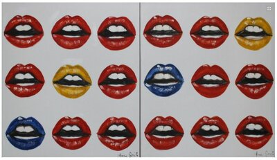 Tweeluik schilderij Lips 60cm
