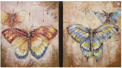 Tweeluik schilderij vlinders 60cm