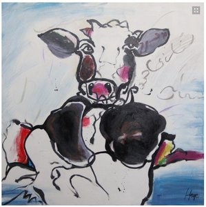 Schilderij Vrolijke koe 80cm