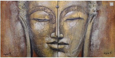 Tweeluik schilderij boeddha