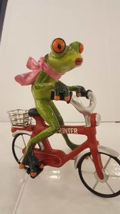 Beeldje Kikker Fiets rood