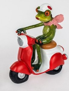 Beeldje Kikker scooter zij