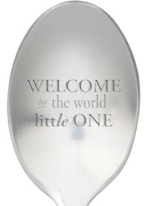 Lepel met tekst welcome to the world little one