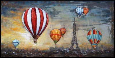 Metalen schilderij 3d Lucht ballonnen